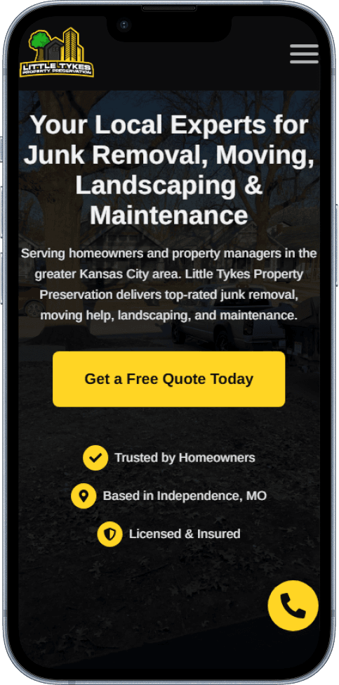 Duct Daddy landing page on mobile